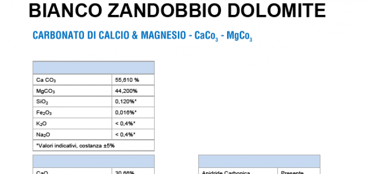 Analisi Chimica Dolomite Bombardieri MgO 21,60%